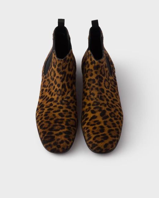 Prada Brown Printed Leather Booties