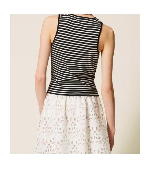 Twinset Black Striped Tank Top