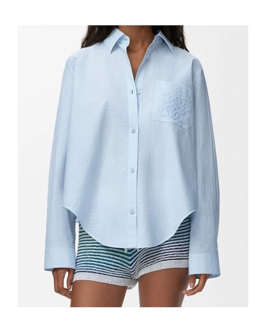 Loewe Blue Anagram-Embroidered Shirt