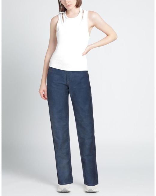 Maison Margiela Blue Solid Color Webbing Pants