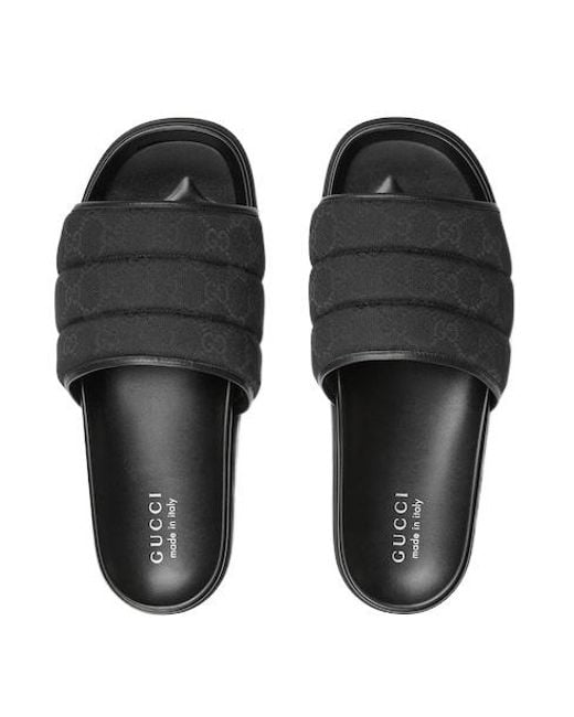 Gucci Black Padded Gg Sandals for men