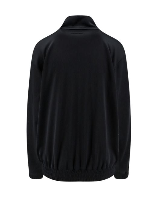 MM6 by Maison Margiela Black Logo Embroidered High-Neck Sweatshirt