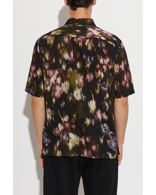 AllSaints Black Wildflower Abstract Print Shirt for men