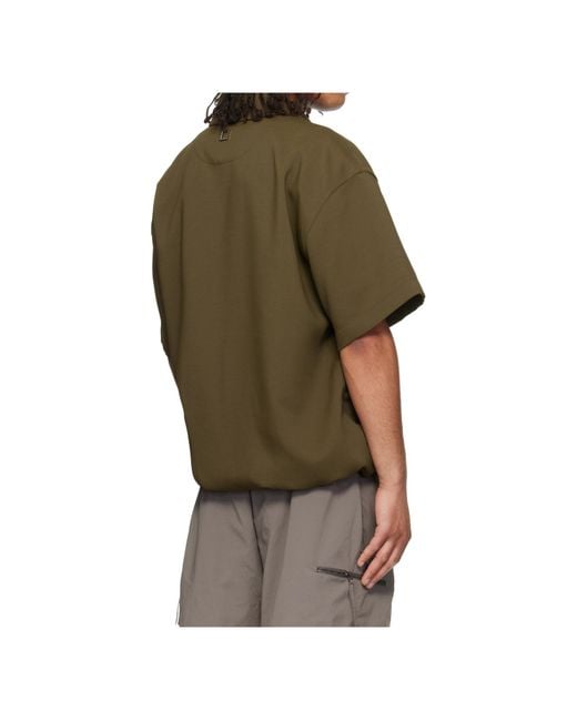 Wooyoungmi Green Twill Patch Pocket Polo Shirt for men