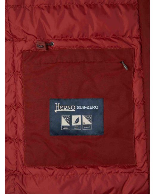 Herno Red Long-Sleeved Padded Jacket for men