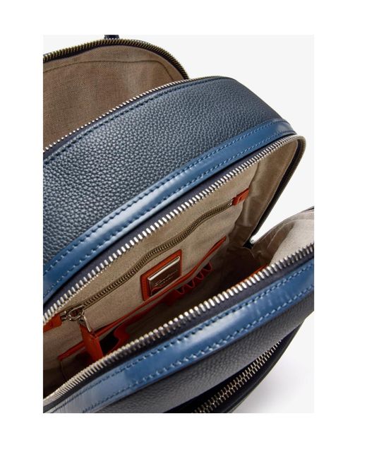 Santoni Blue Leather Backpack for men