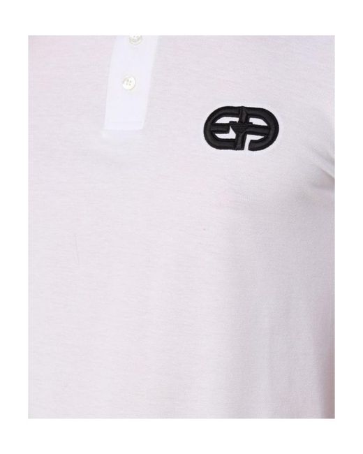 Emporio Armani White Logo Short-Sleeved Polo Shirt for men