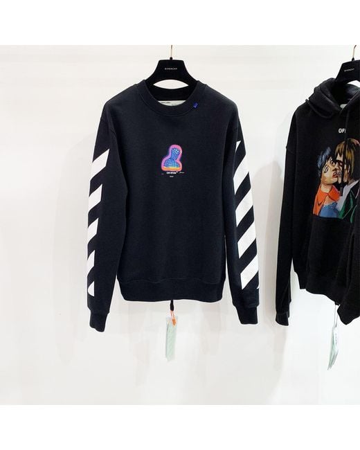Off-White c/o Virgil Abloh Black Diagonal Stripe Printed Sweater for men