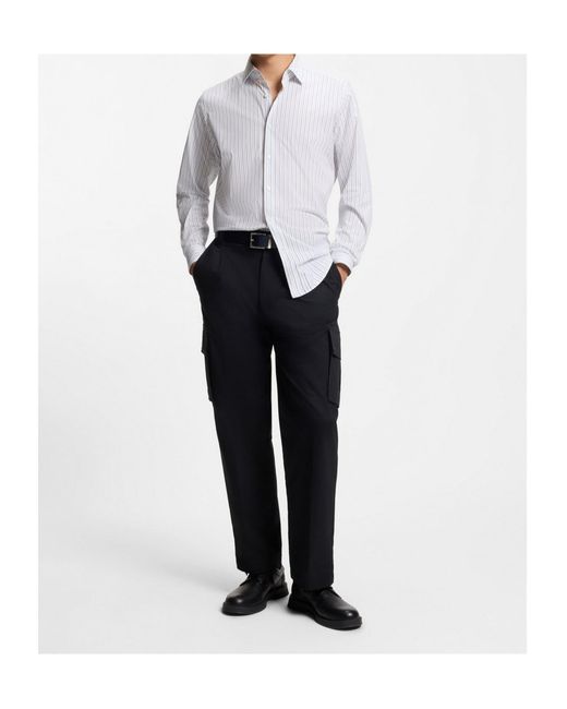 Boss White Made From Premium Italian Suede, It Features A Gunmetal Belt Buckle Engraved With The Brand Logo for men