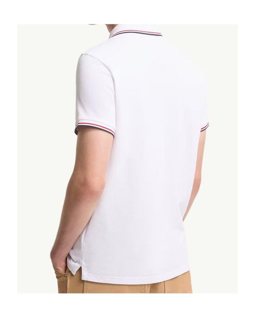 Moncler White Logo Patch Short-Sleeved Polo Shirt for men