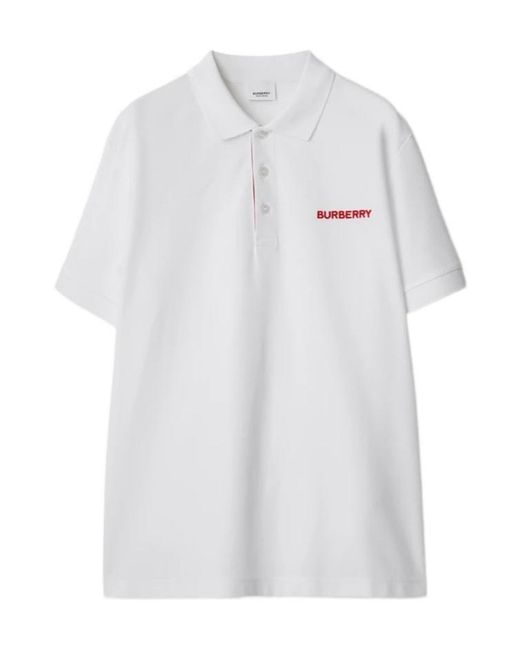 Burberry White Polo Shirt With Lapel Short Sleeve for men