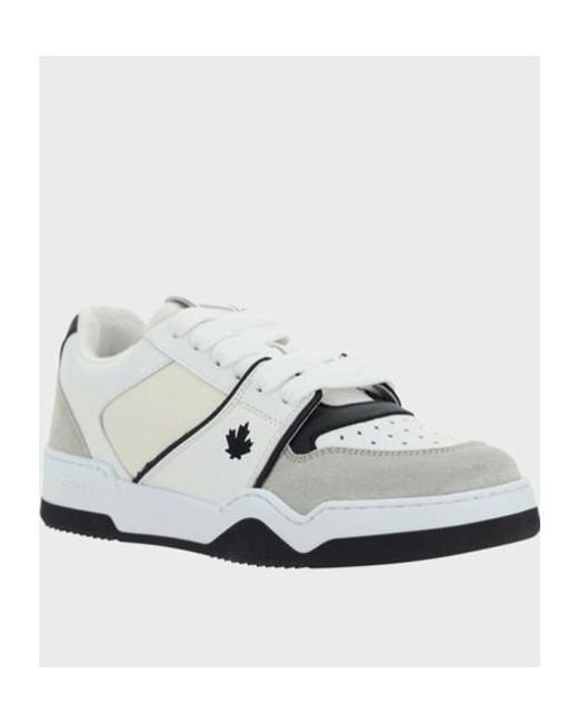 DSquared² White Spiker Logo Printed Low-Top Sneakers