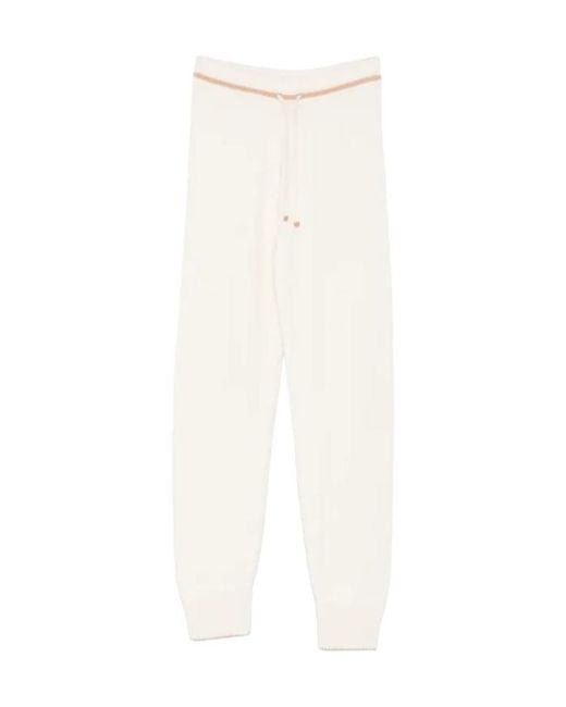 Eleventy White Drawstring Knitted Track Pants
