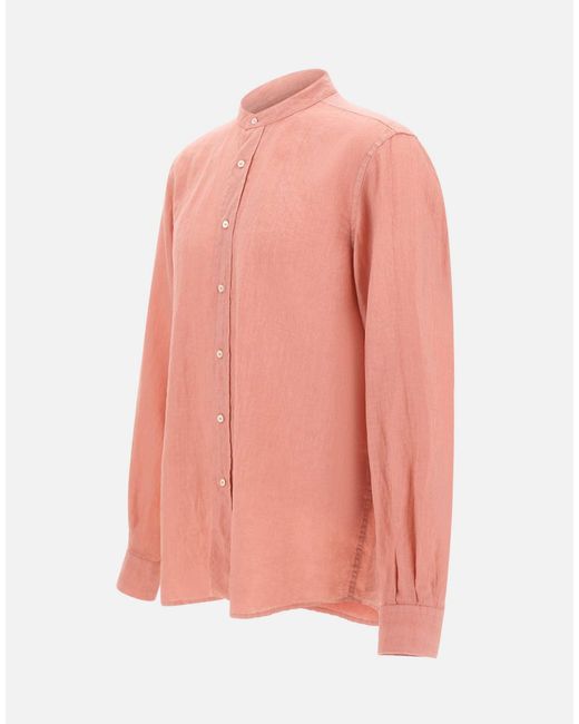 Aspesi Pink Bruce Slim Band-Collar Shirt for men