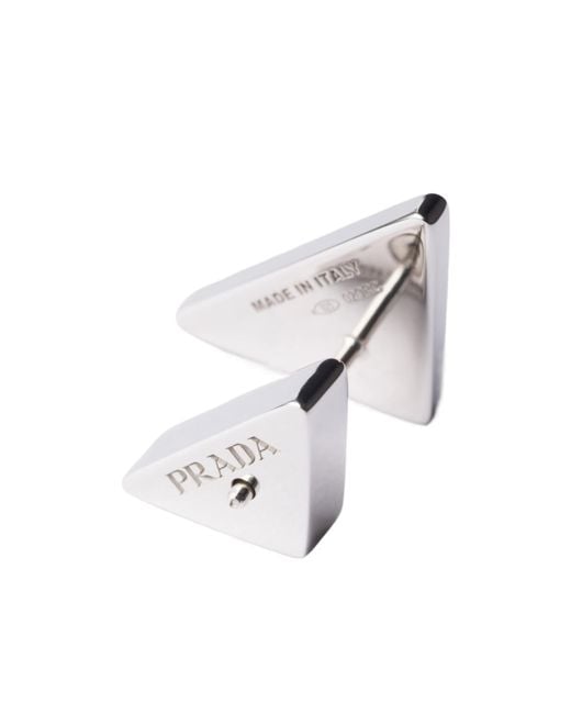 Prada White Enameled Earrings for men