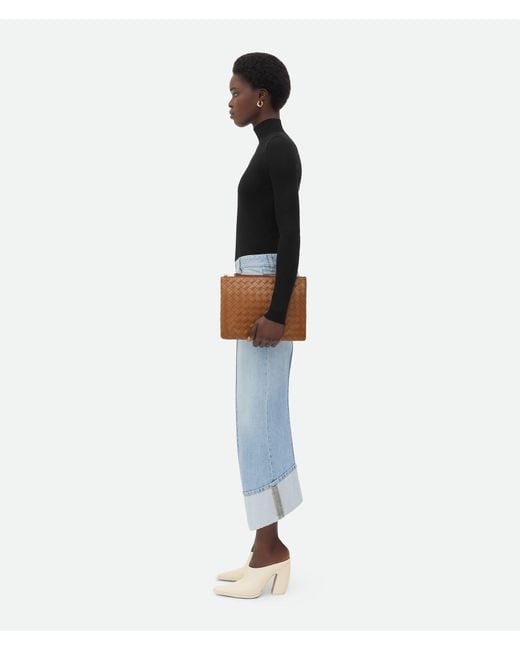 Bottega Veneta Brown Medium Intreciato Knitted Flat Clutch