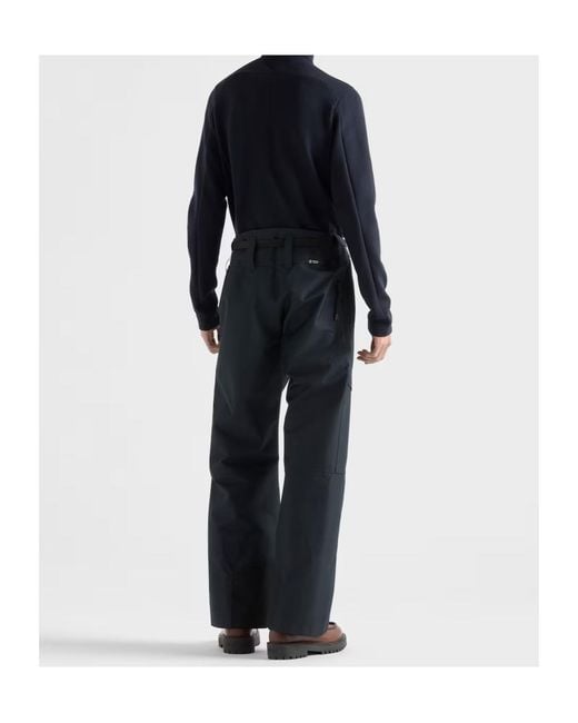 Prada Gray Belted Straight-Leg Trousers for men
