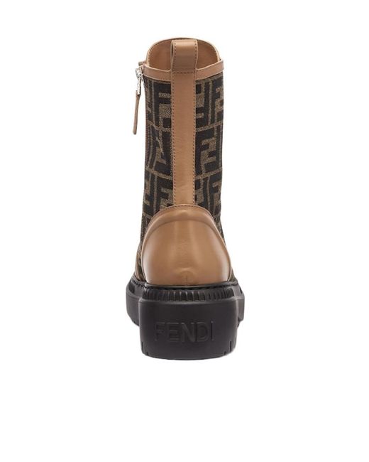 Fendi Brown Domino Lace-Up Combat Boots