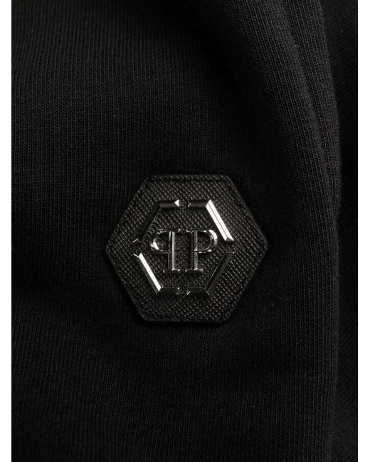 Philipp Plein Black Logo-Patch Drawstring Track Pants for men