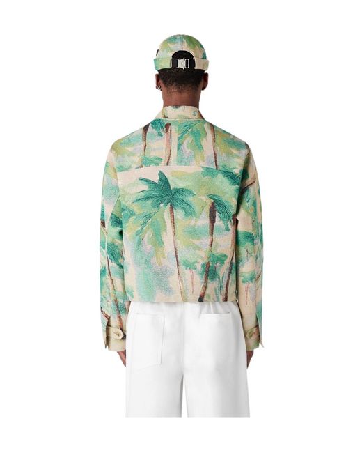 Emporio Armani Green Printed Casual Jacket for men