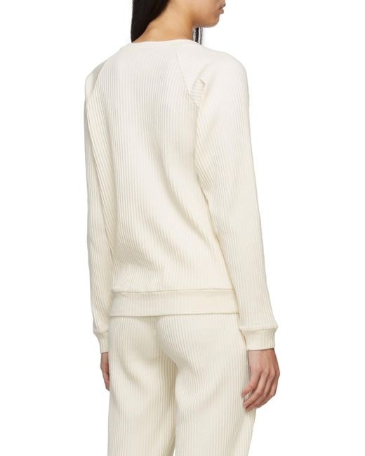 Baserange White Crew Neck Ribbed Sweatshirt