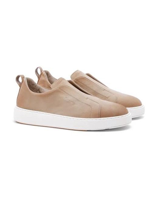Santoni Brown Victory Slip-On Sneakers for men