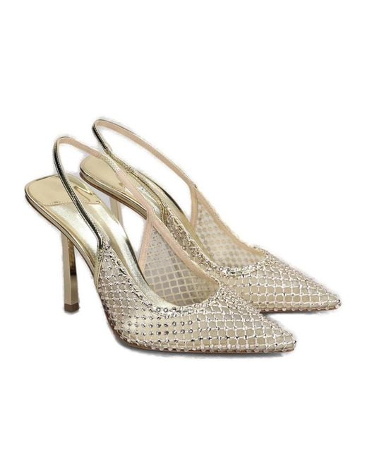 Le Silla White Gilda Embellished Slingback Pumps