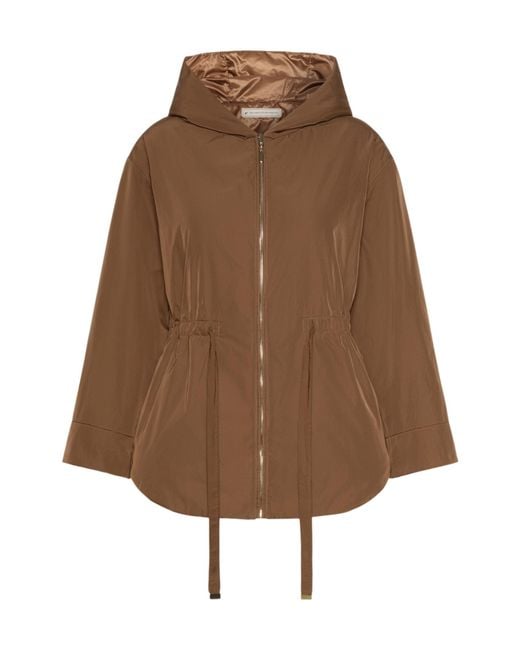 Max Mara Brown The Cube Charme Zip-Up Drawstring Coat