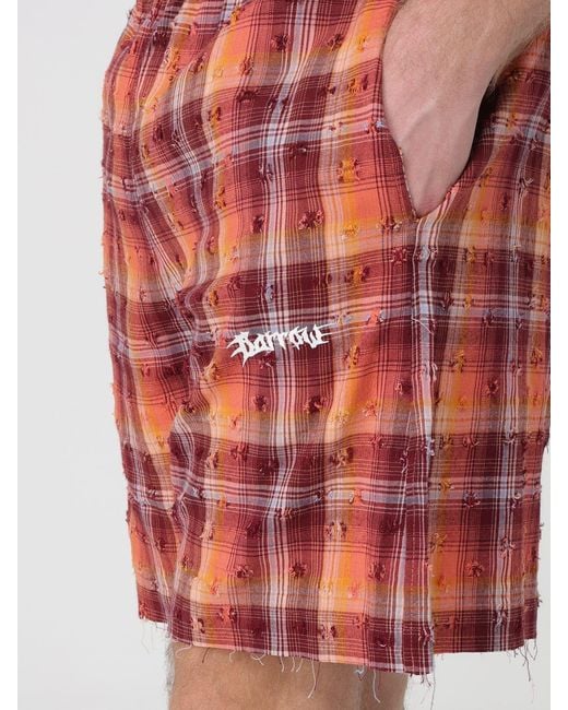 Barrow Red Checked Logo Shorts for men
