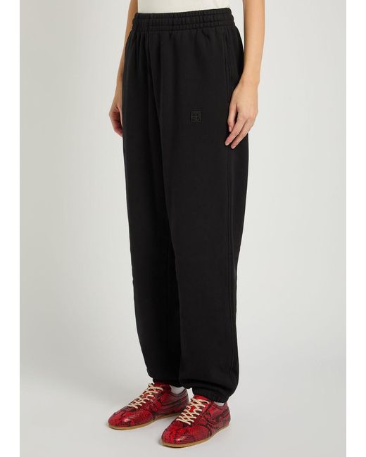 Anine Bing Black Karter Logo-Embroidered Cotton Sweatpants