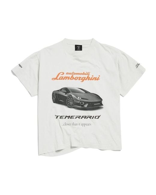 Balenciaga White X Automobili Lamborghini Crewneck T-Shirt