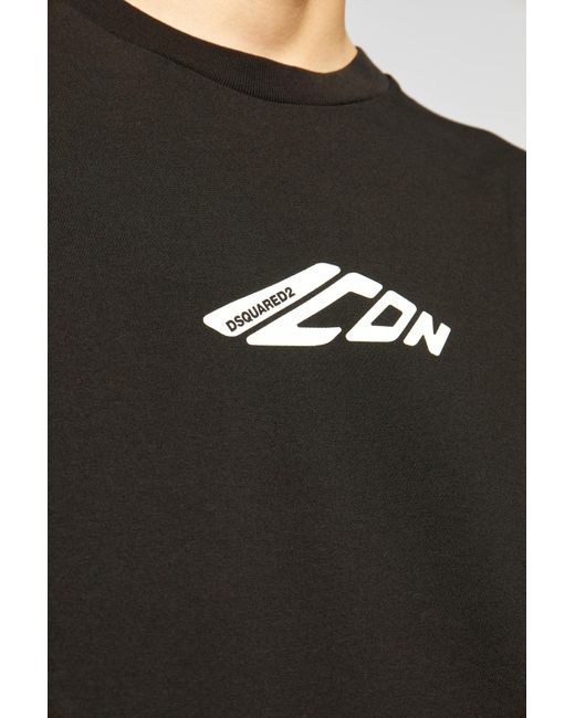 DSquared² Black Logo Printed Long-Sleeved T-Shirt for men