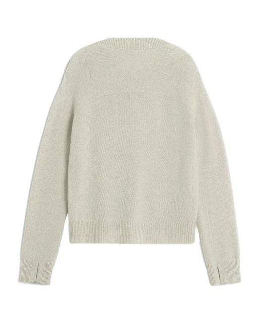 Maison Kitsuné White Merino Wool Comfort V-Neck Jumper