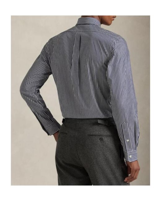Polo Ralph Lauren Blue Polo Pony-Embroidered Striped Shirt for men