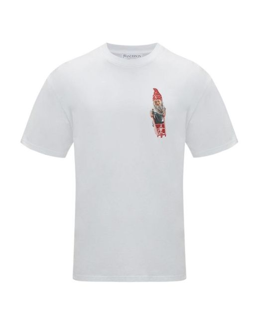 J.W. Anderson White Jw Anderson Gnome-Printed Crewneck T-Shirt for men