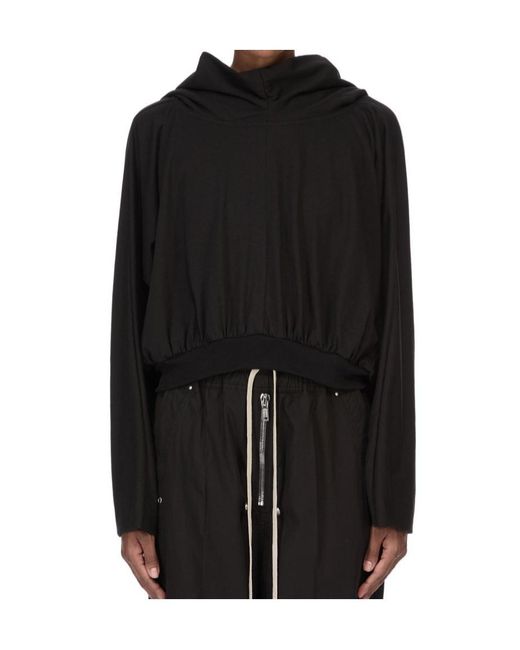 Rick Owens Black Temple Cropped Hooded Top