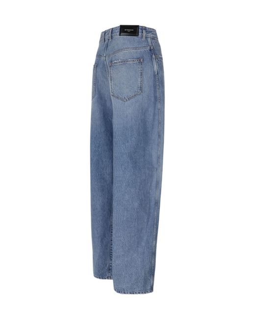 Givenchy Blue Logo Detailed Wide-Leg Jeans for men