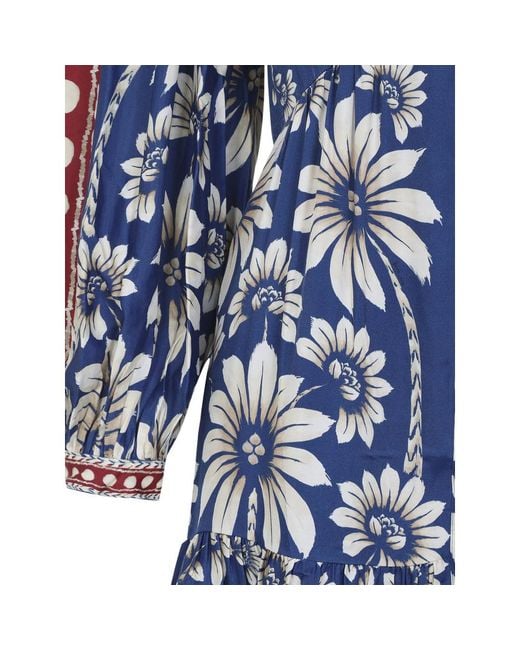 Farm Rio Blue Floral Button-Front Mini Dress