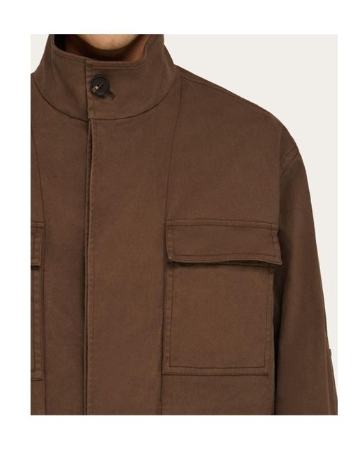 Ferragamo Brown Ferragamo High Neck Concealed Fastened Jacket for men