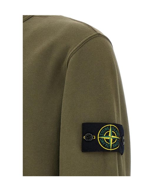 Stone Island Green Logo Patch Crewneck Sweatshirt for men