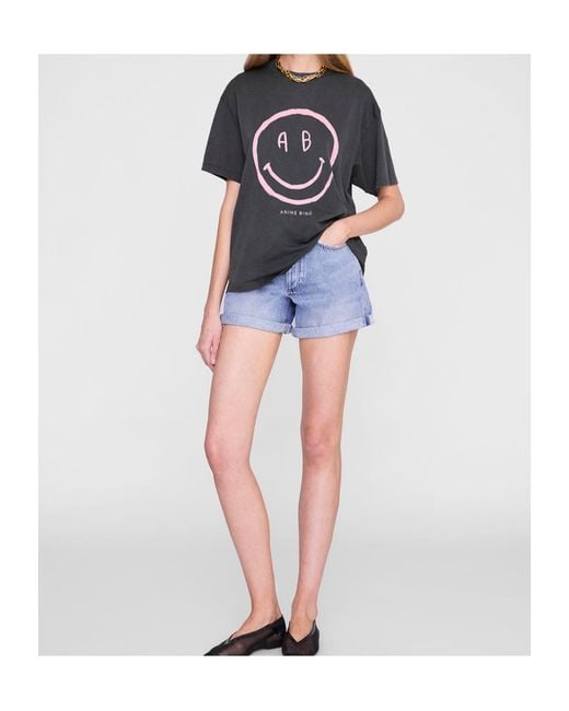 Anine Bing Black Cade Graphic Cotton T-Shirt