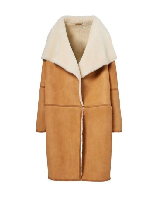 Totême  Natural Shearling-Trimmed Suede Coat