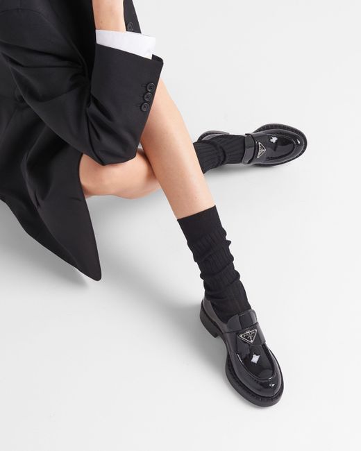 Prada Black Triangle Logo Slip-On Loafers