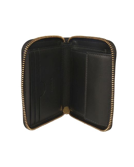 Balmain Black Bicolor Jacquard 1945 Coin Pouch With Leather Panels