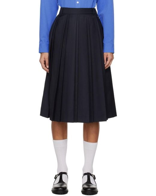 DUNST Black Double Pleated Midi Skirt