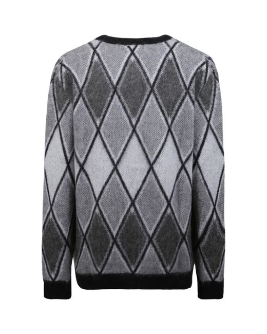 Laneus Gray Geomatrical Jacquard Knitted Cadigan for men