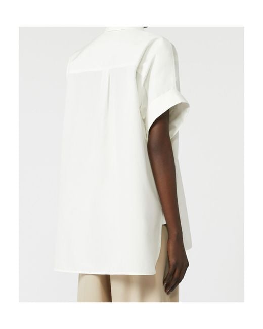 Weekend by Maxmara Blue Ardea Straight Cotton Poplin Shirt
