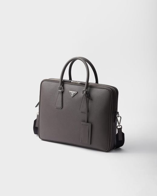 Prada Black Saffiano Leather Briefcase for men