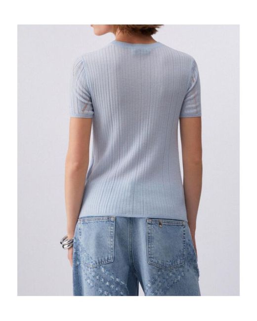 Liu Jo Blue Short-Sleeve Round-Neck Top