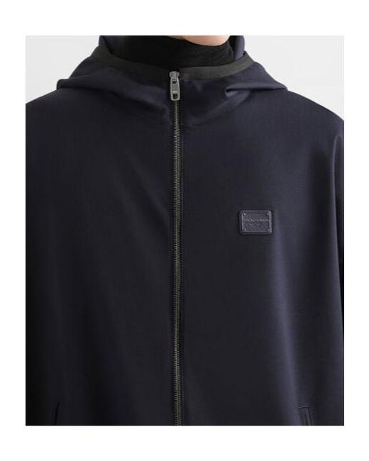 Dolce & Gabbana Blue Zip-Up Hooded Jacket for men